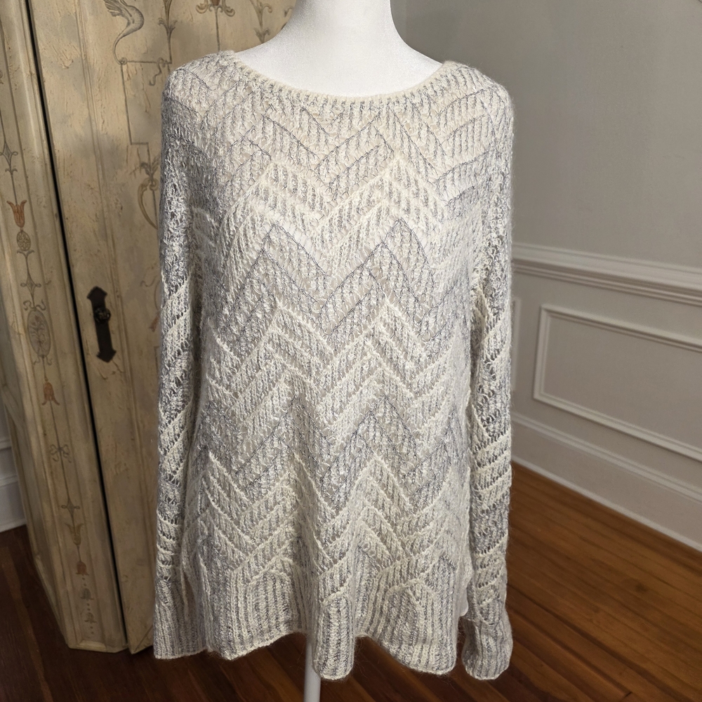 Lucky Brand Cream Chevron Knit Sweater